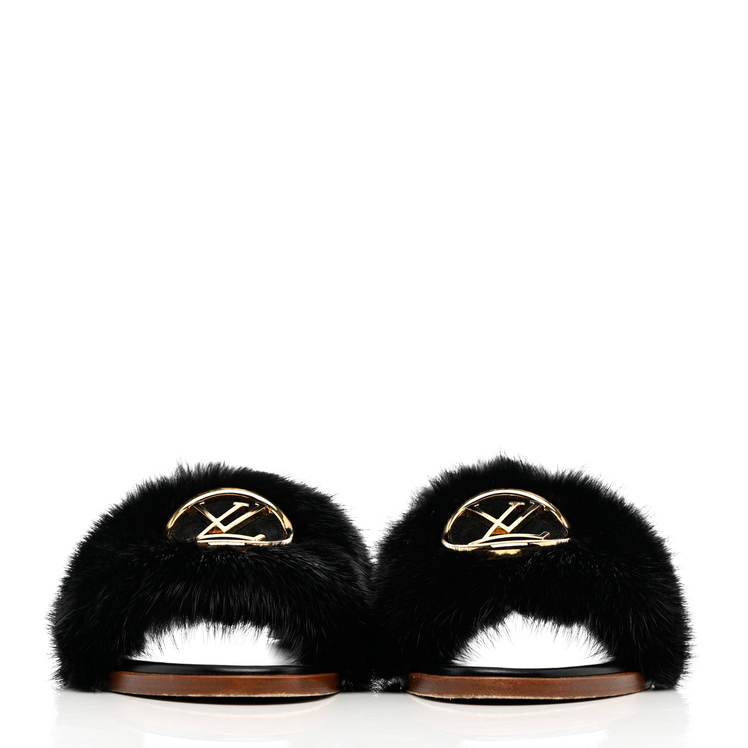 Louis Vuitton Mink Fur Lock It Flat Mule 40 Black 2 of 13