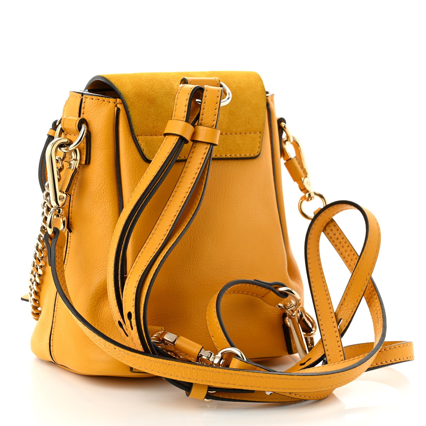 Suede Calfskin Mini Faye Backpack Dusty Yellow