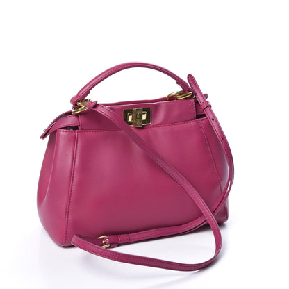 Fendi Nappa Mini Peekaboo Iconic Satchel Magenta 2 of 10
