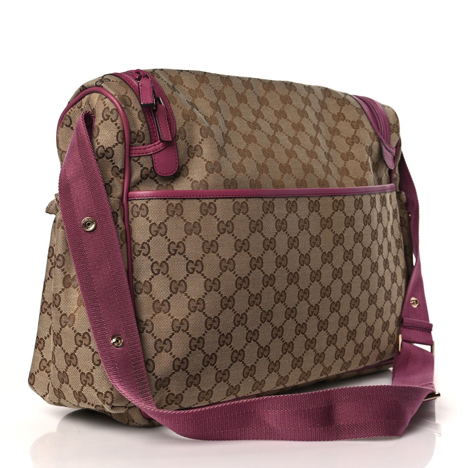 Gucci Monogram Margaux Calfskin Large Diaper Bag Beige Ebony Peonia Flower 4 of 10