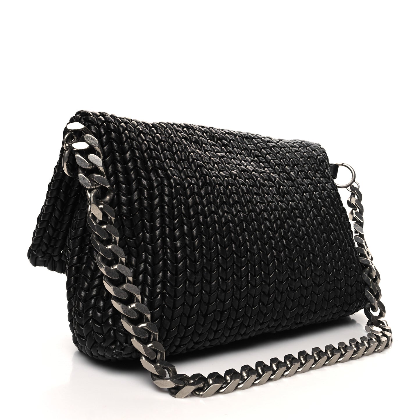 Woven Calfskin Metro Medium Tote Black