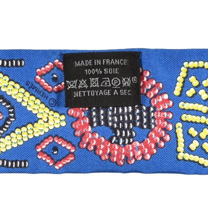 Hermes Silk Kelly En Perles Twilly Bleu Royal Jaune Framboise 3 of 3