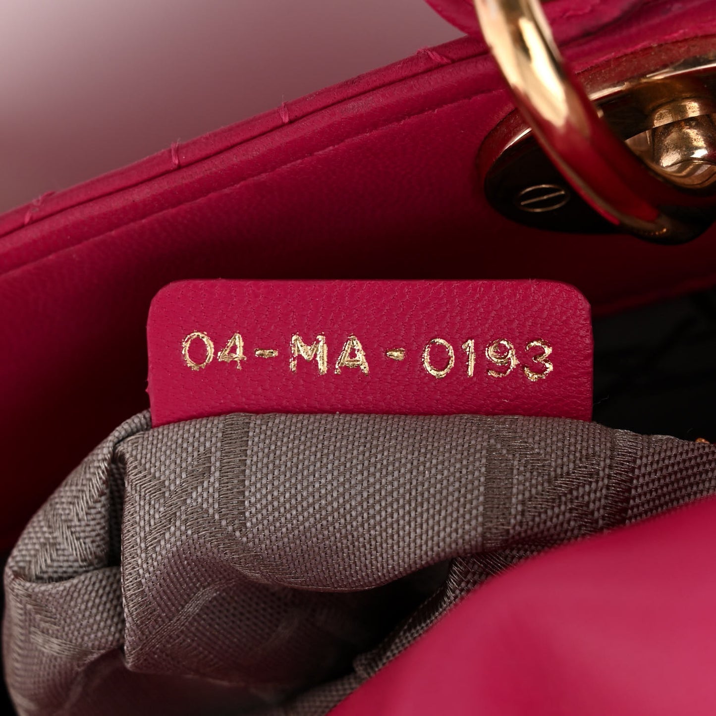 Lambskin Cannage Mini Lady Dior Fuchsia