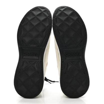Chanel Velvet Calfskin Mixed Fibers CC Sneakers 40 Ivory Black 5 of 9