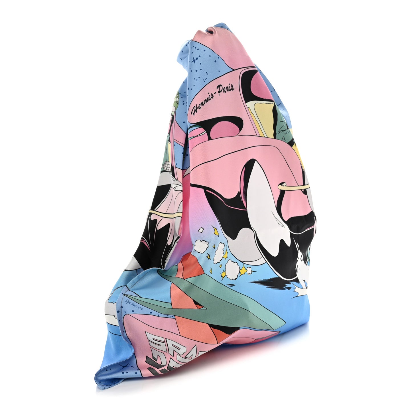 Silk Space Derby Furoshiki Bag GM Bleu Ciel Rose Vert Amande