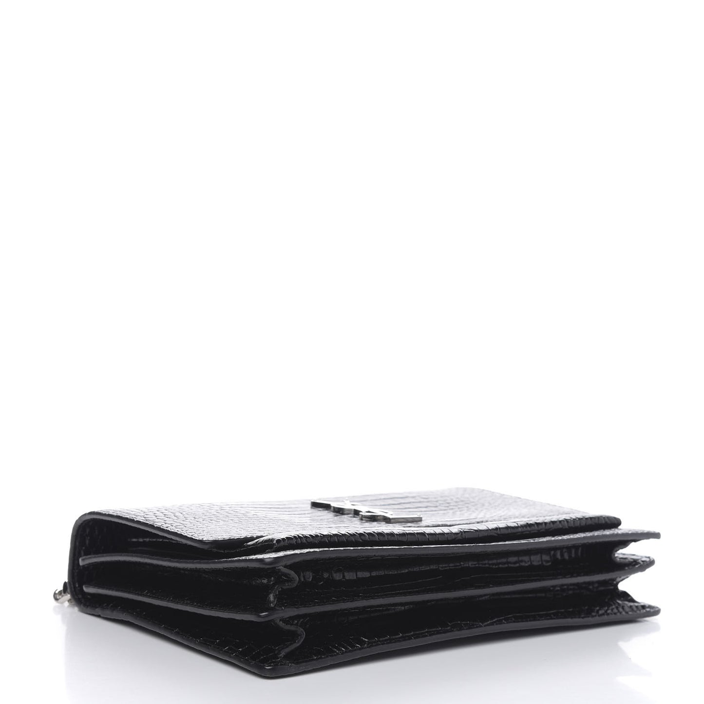 Calfskin Crocodile Embossed Medium Monogram Sunset Black