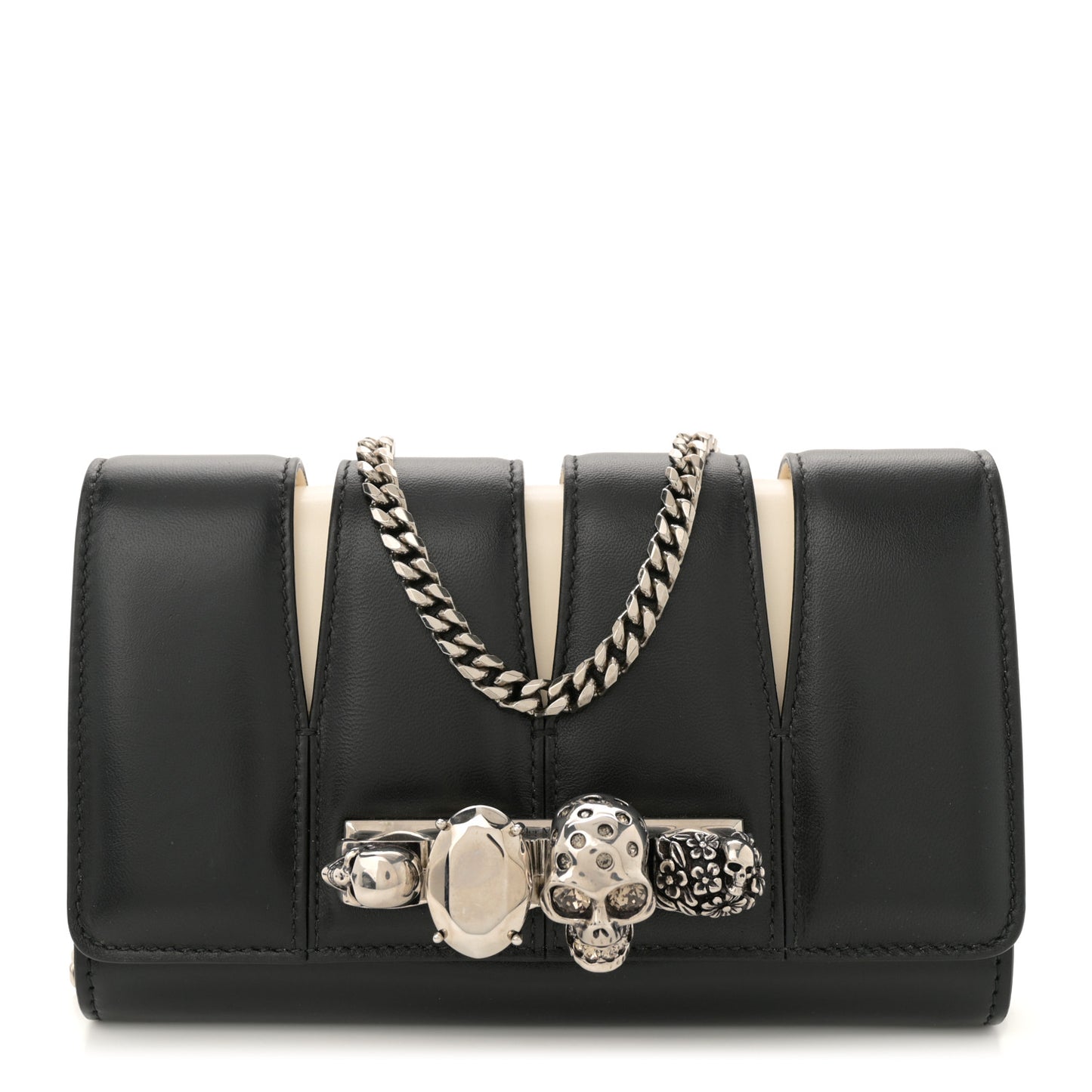 Calfskin Small Slash Bag Black White