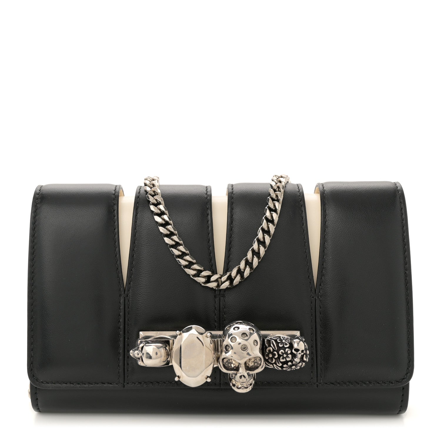 Alexander McQueen Calfskin Small Slash Bag Black White 1 of 11