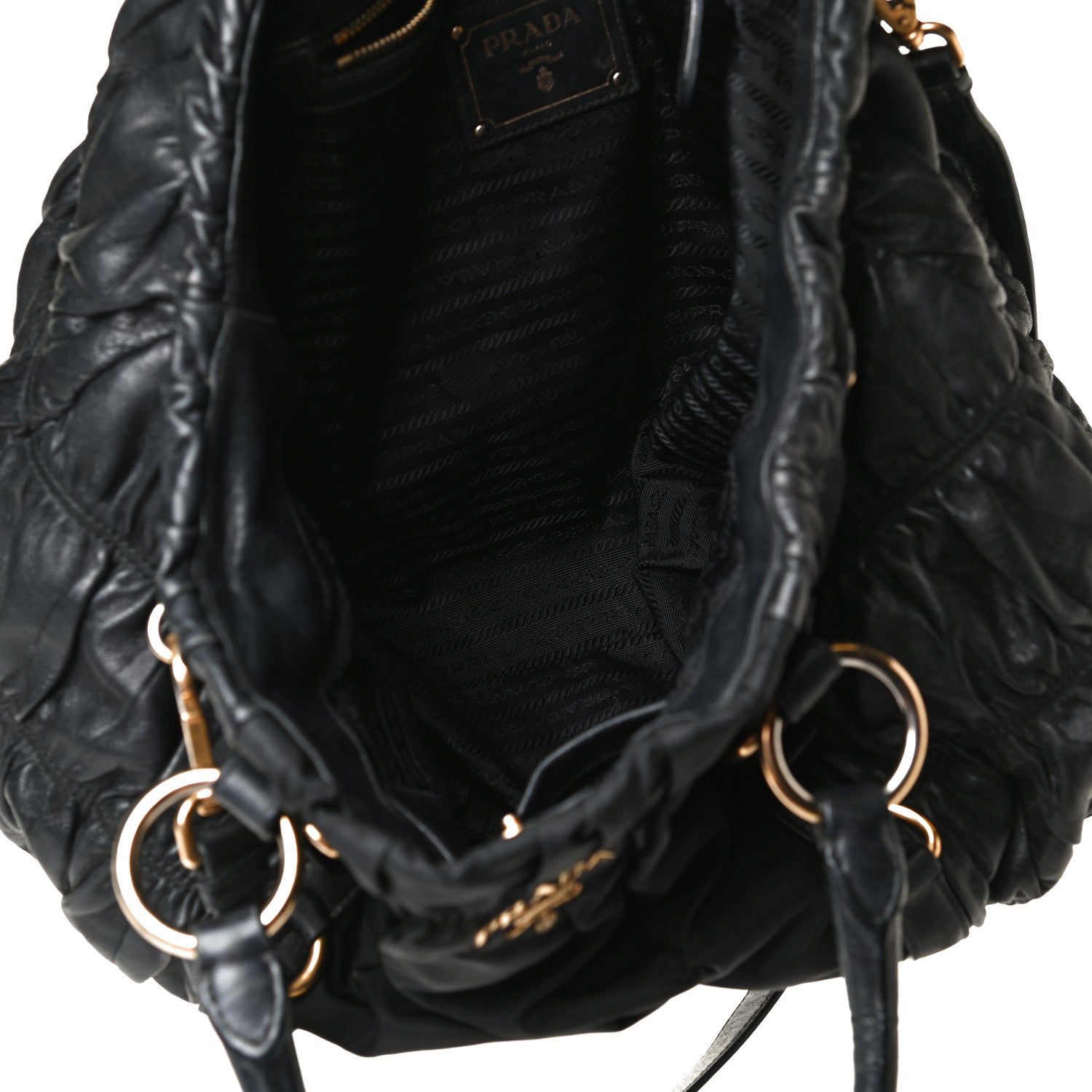 Prada Tessuto Nylon Nappa Gaufre Shoulder Bag Black 4 of 16