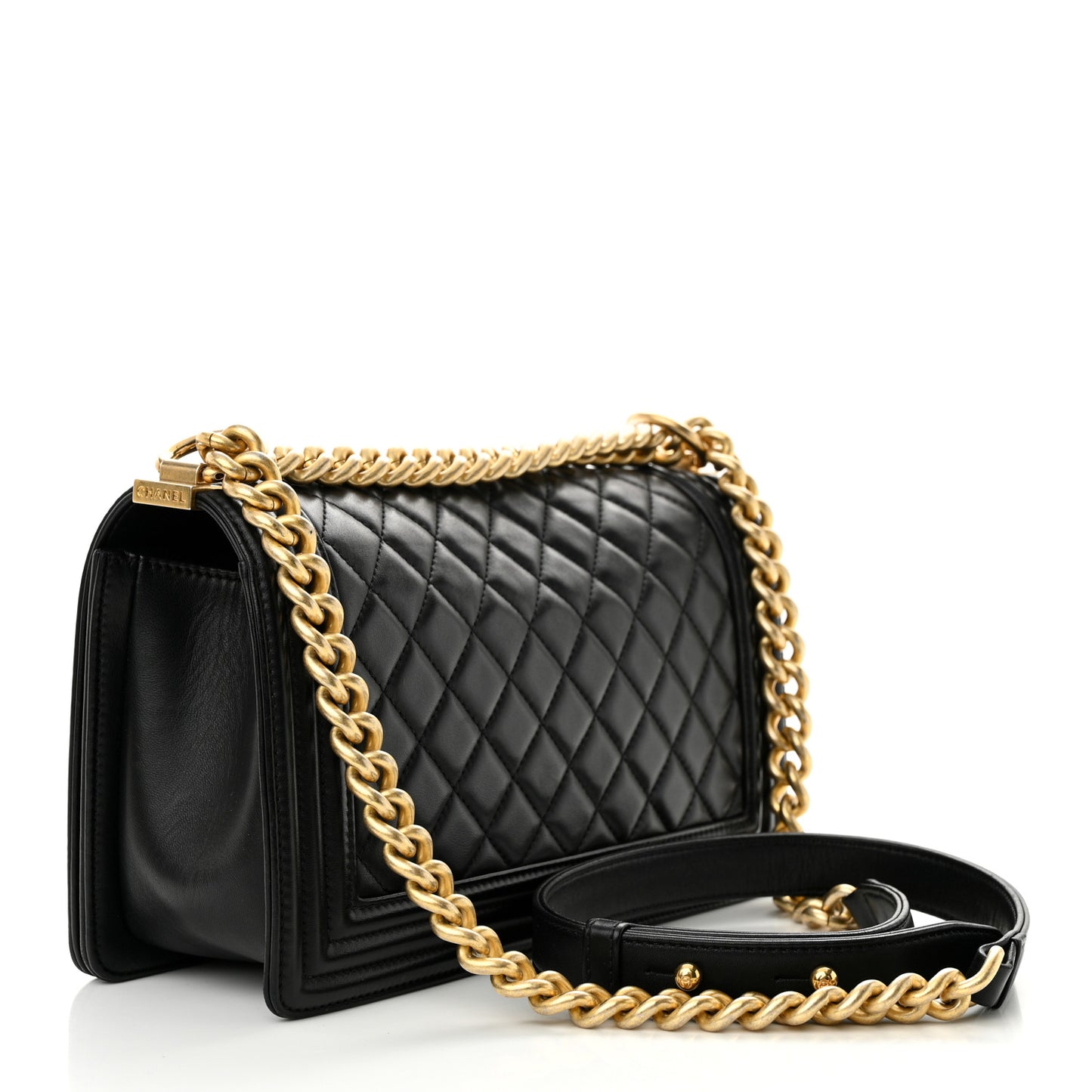 Lambskin Quilted Medium Boy Flap Black