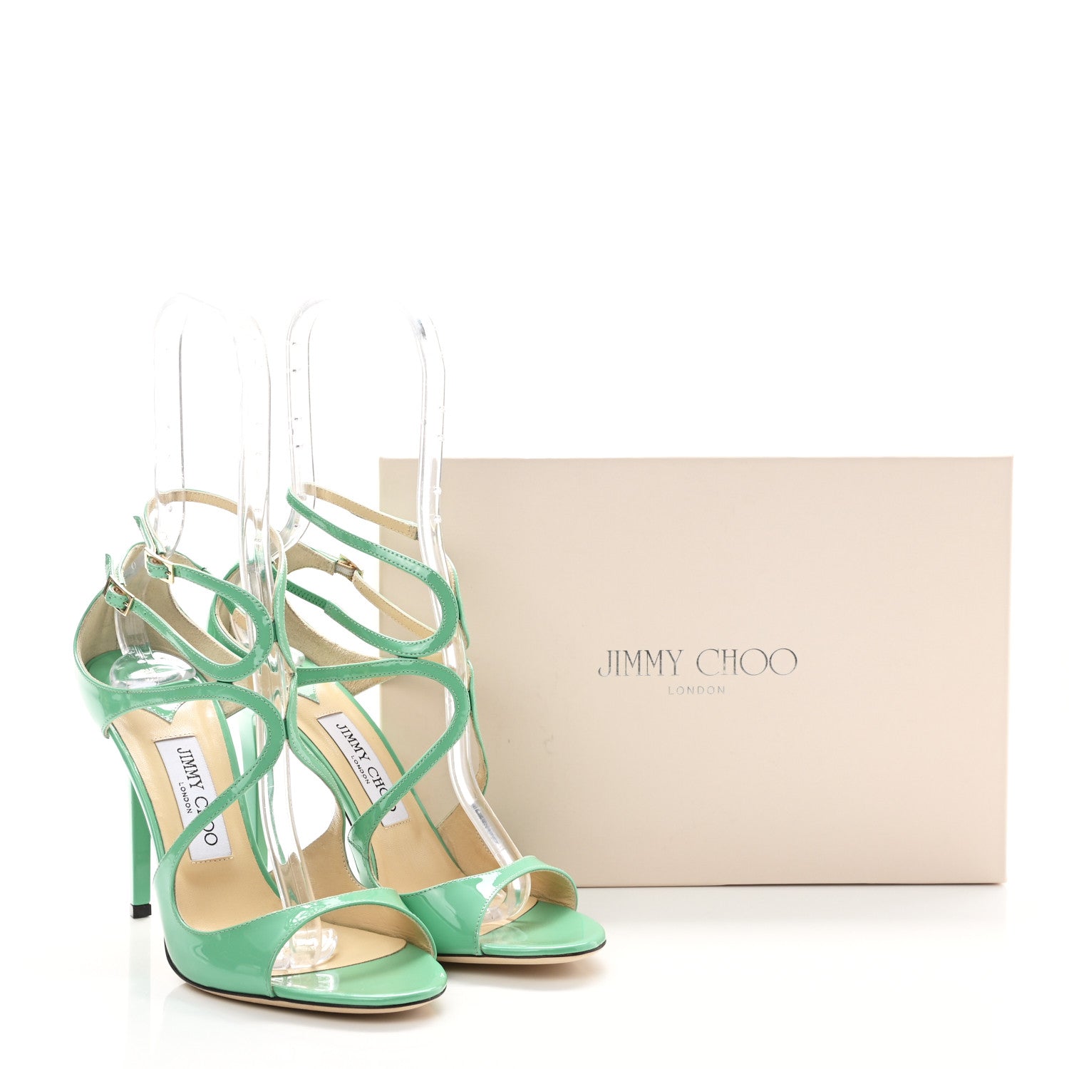 Jimmy Choo Patent Calfskin Lang Sandals 40 Peppermint 8 of 8