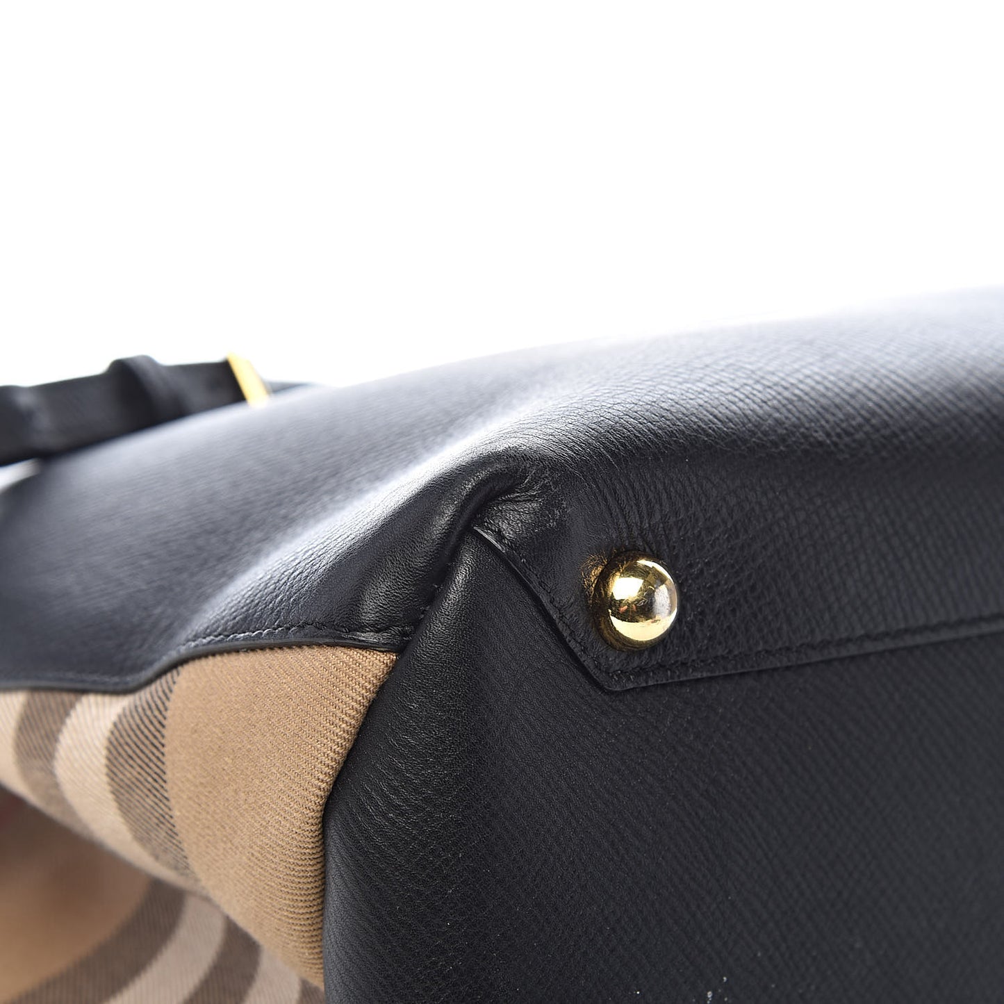 Grainy Calfskin House Check Large Banner Tote Black