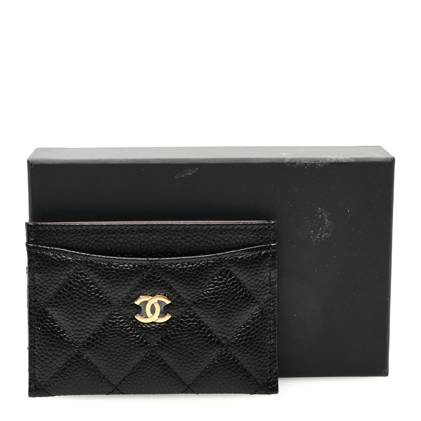 Caviar Quilted Card Holder Black