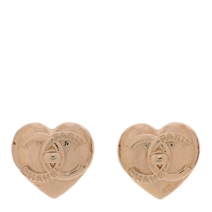 Chanel Metal CC Heart Turnlock Earrings Gold 1 of 5