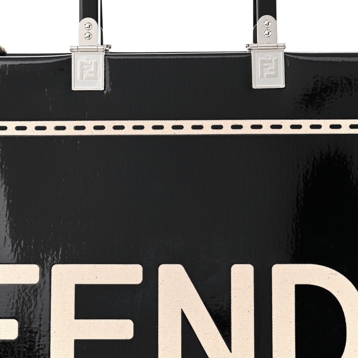 Fendi Patent Plexiglass Medium Fendi Sunshine Shopper Tote Black Ice White 7 of 9
