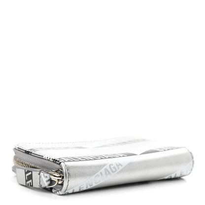Balenciaga Metallic Calfskin Losange Monogram Everyday Zip Around Card Case Silver Black White 4 of 8