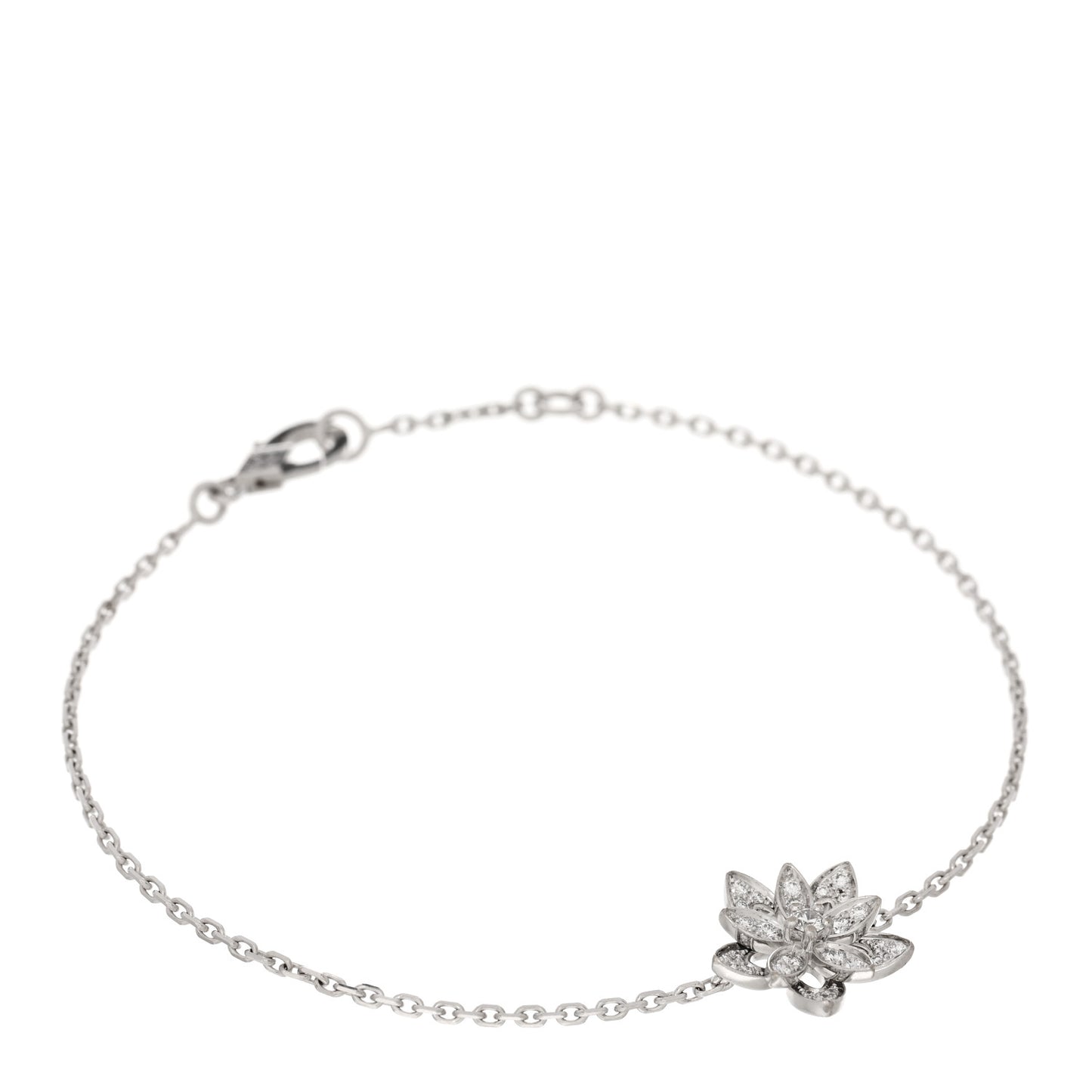 18K White Gold Diamond Mini Lotus Openwork Bracelet