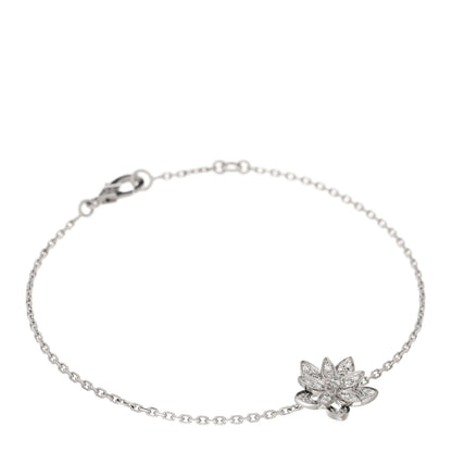 Van Cleef & Arpels 18K White Gold Diamond Mini Lotus Openwork Bracelet 1 of 3