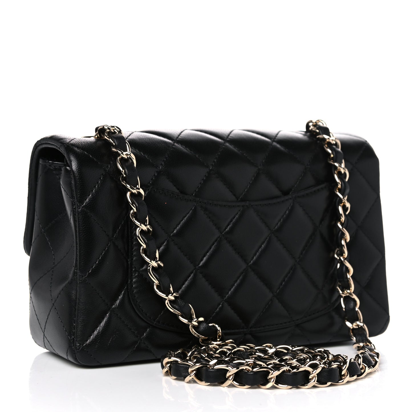 Lambskin Quilted Mini Rectangular Flap Black