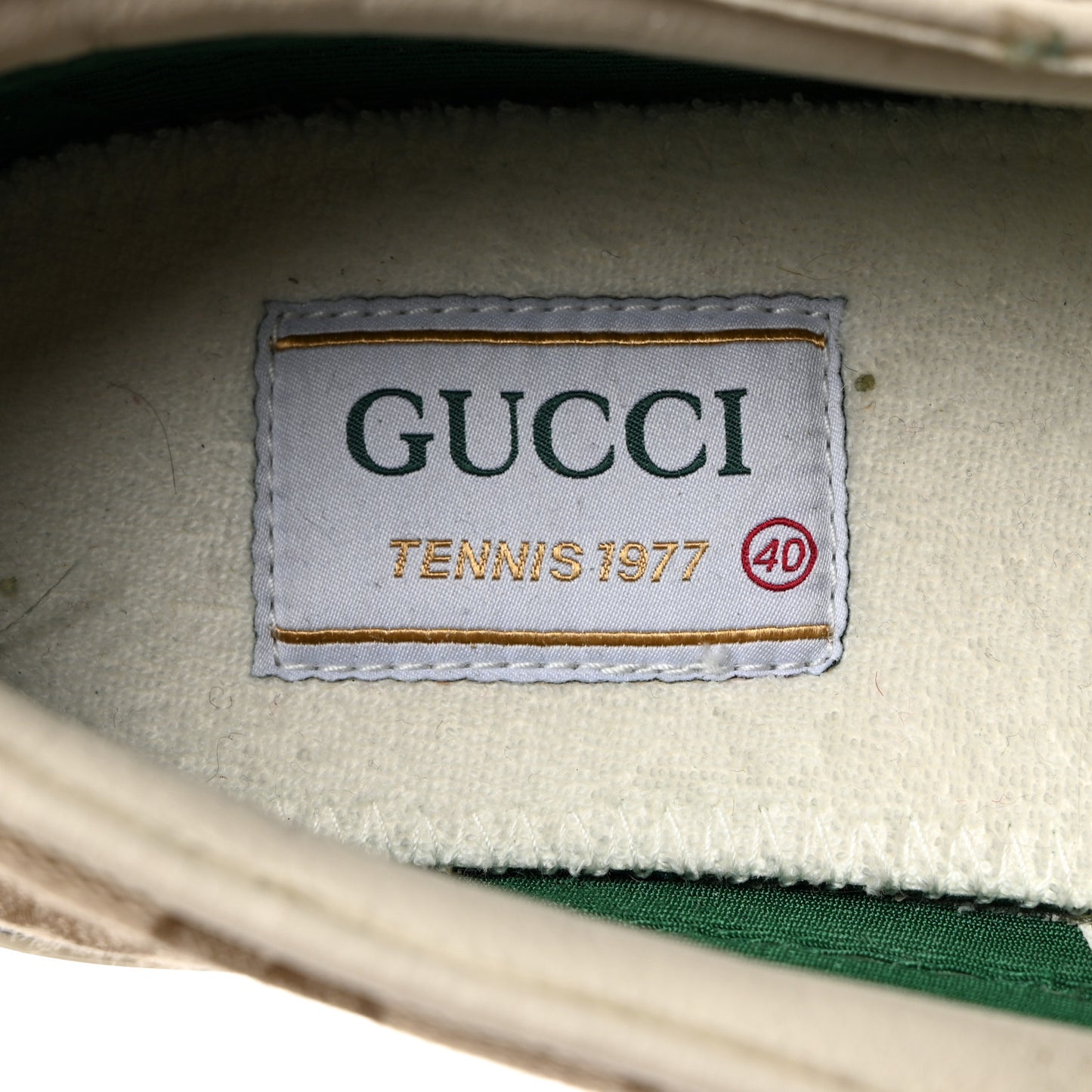 GG Monogram Womens 1977 Tennis Slip On 30mm Sneakers 40 Beige Ebony Mystic White