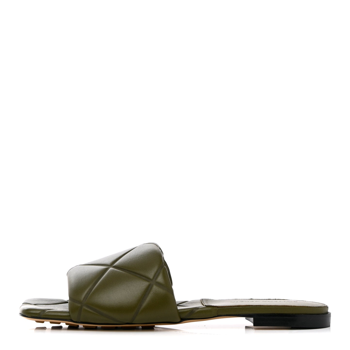 Nappa Quilted Rubber Lido Flat Sandals 39 Khaki