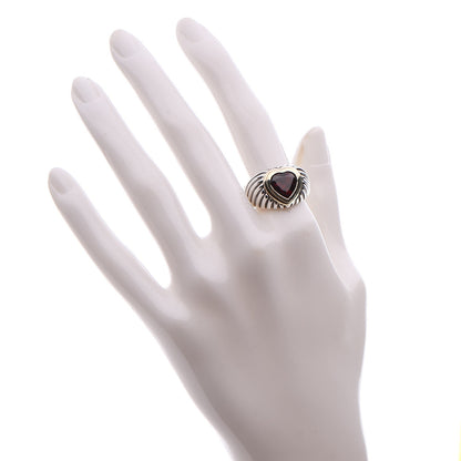 David Yurman Sterling Silver 14K Gold Garnet Heart Ring 57 8 2 of 6