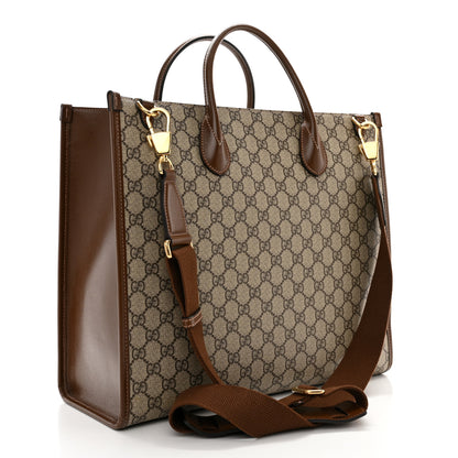 Gucci GG Supreme Monogram Azalea Calfskin Medium Retro Interlocking G Tote Bag Beige Ebony Brown Sugar 3 of 10