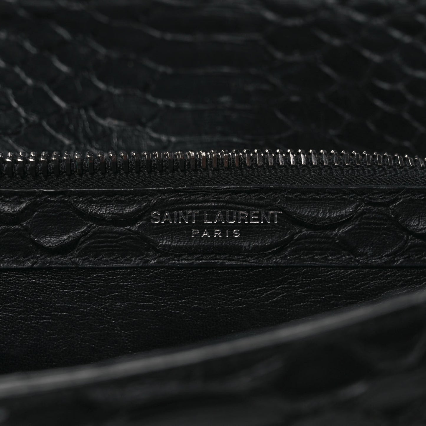 Calfskin Python Embossed Monogram Medium College Bag Black