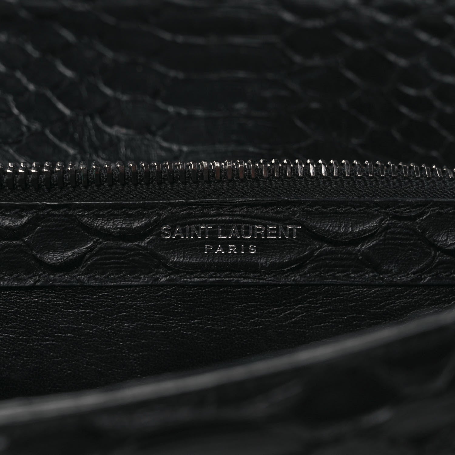 Saint Laurent Calfskin Python Embossed Monogram Medium College Bag Black 6 of 13