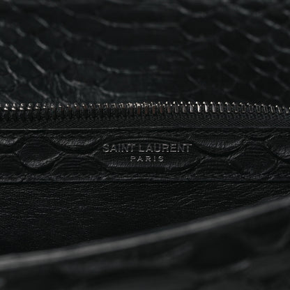 Saint Laurent Calfskin Python Embossed Monogram Medium College Bag Black 6 of 13