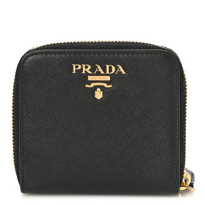 Prada Saffiano Metal Coin Purse Black 1 of 9