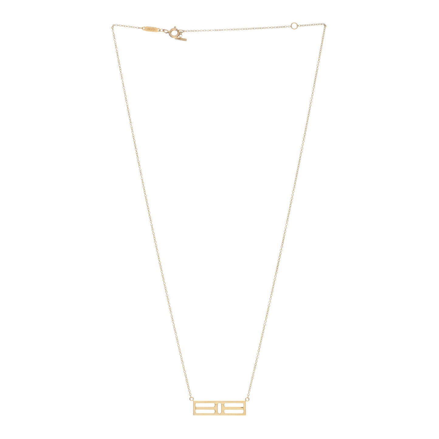 18K Yellow Gold Tiffany T Two Open Horizontal Bar Pendant Necklace