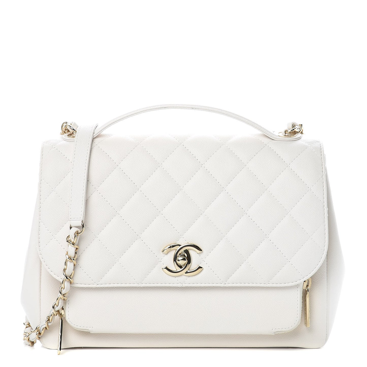 Caviar Quilted Large Business Affinity Flap White