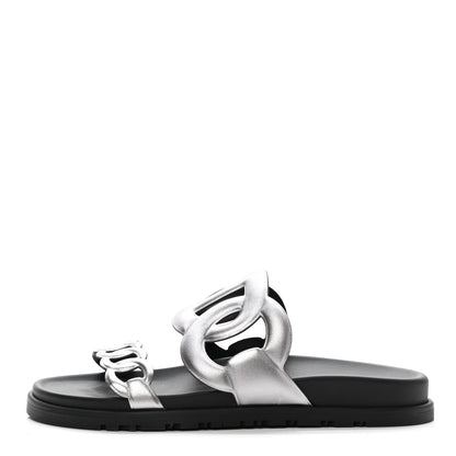 Hermes Nappa Extra Sandals 38 Gris Argent 1 of 9