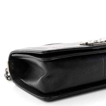 Chanel Caviar Chevron Quilted Medium Boy Flap Black 9 of 10