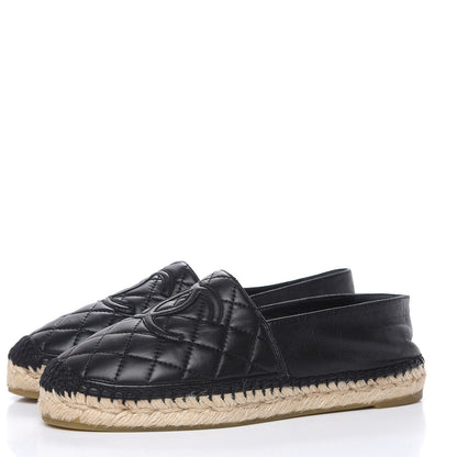 Chanel Lambskin Quilted CC Espadrilles 37 Black 3 of 9