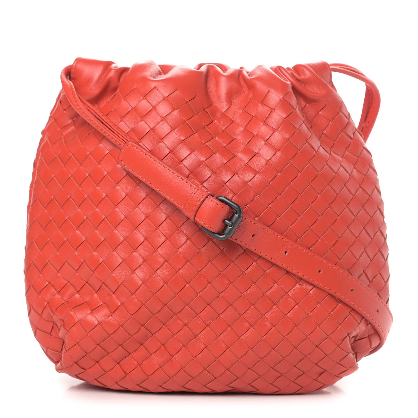 Nappa Intrecciato Drawstring Tote Corniola