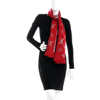 Louis Vuitton Wool Silk Logomania Shine Scarf Rubis 2 of 4