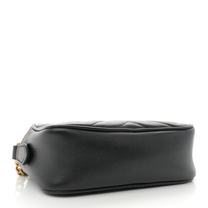 Gucci Calfskin Matelasse Mini GG Marmont Chain Shoulder Bag Black 4 of 14