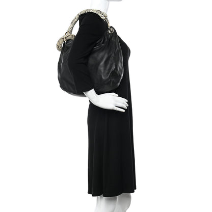 Jimmy Choo Nappa Snakeskin Trim Sky Hobo Black 2 of 9
