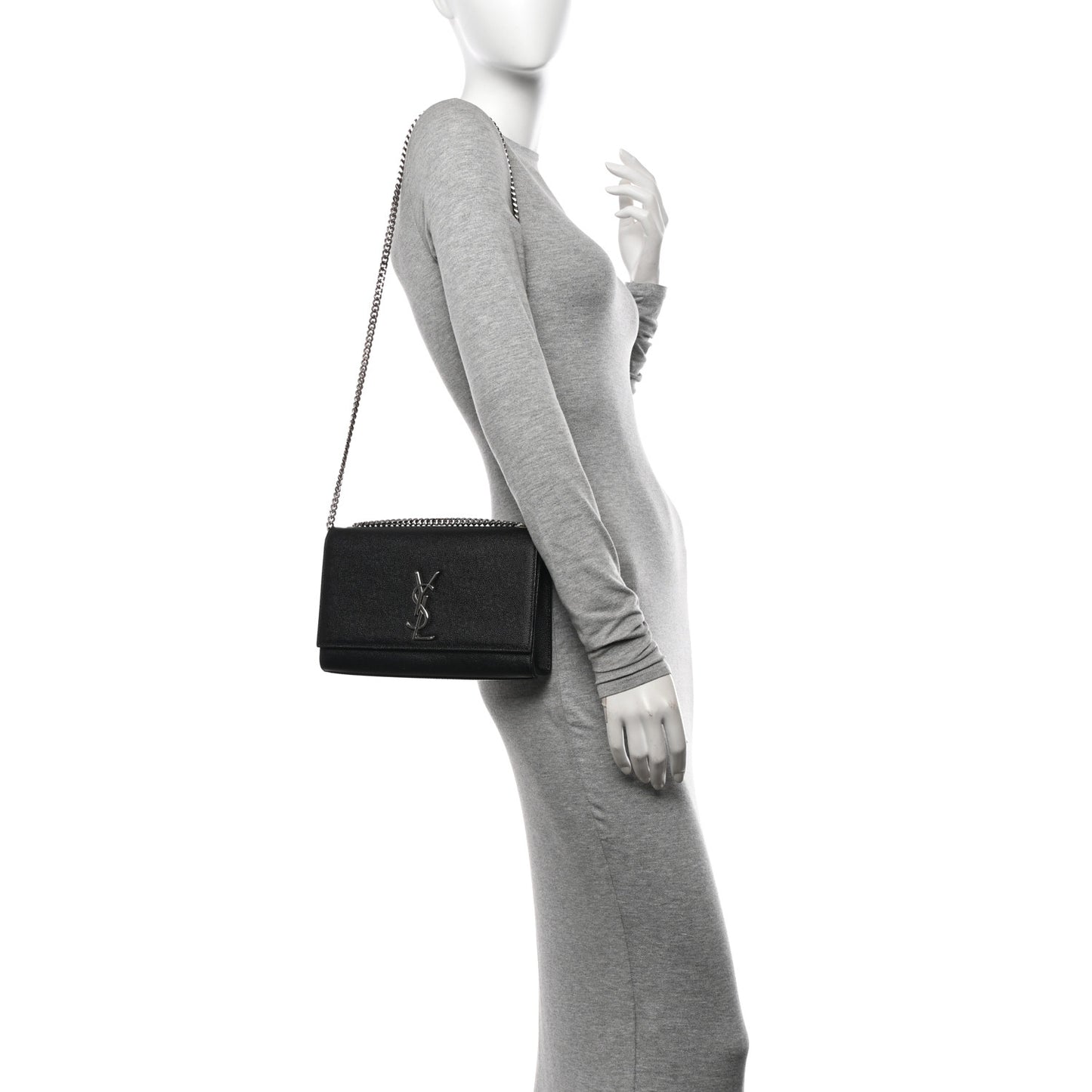 Grain De Poudre Medium Classic Monogram Kate Satchel Black