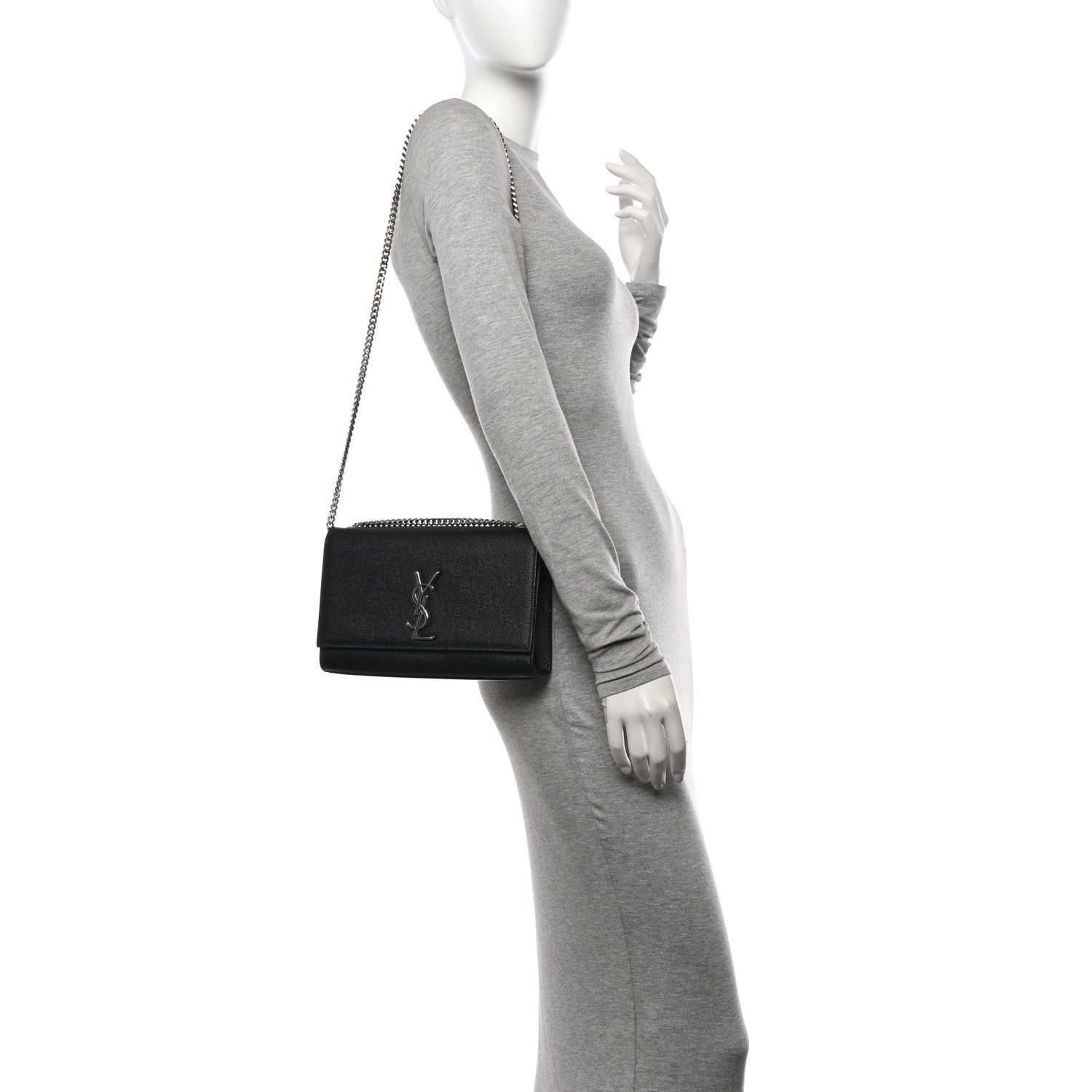 Saint Laurent Grain De Poudre Medium Classic Monogram Kate Satchel Black 2 of 10