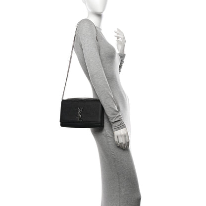 Saint Laurent Grain De Poudre Medium Classic Monogram Kate Satchel Black 2 of 10