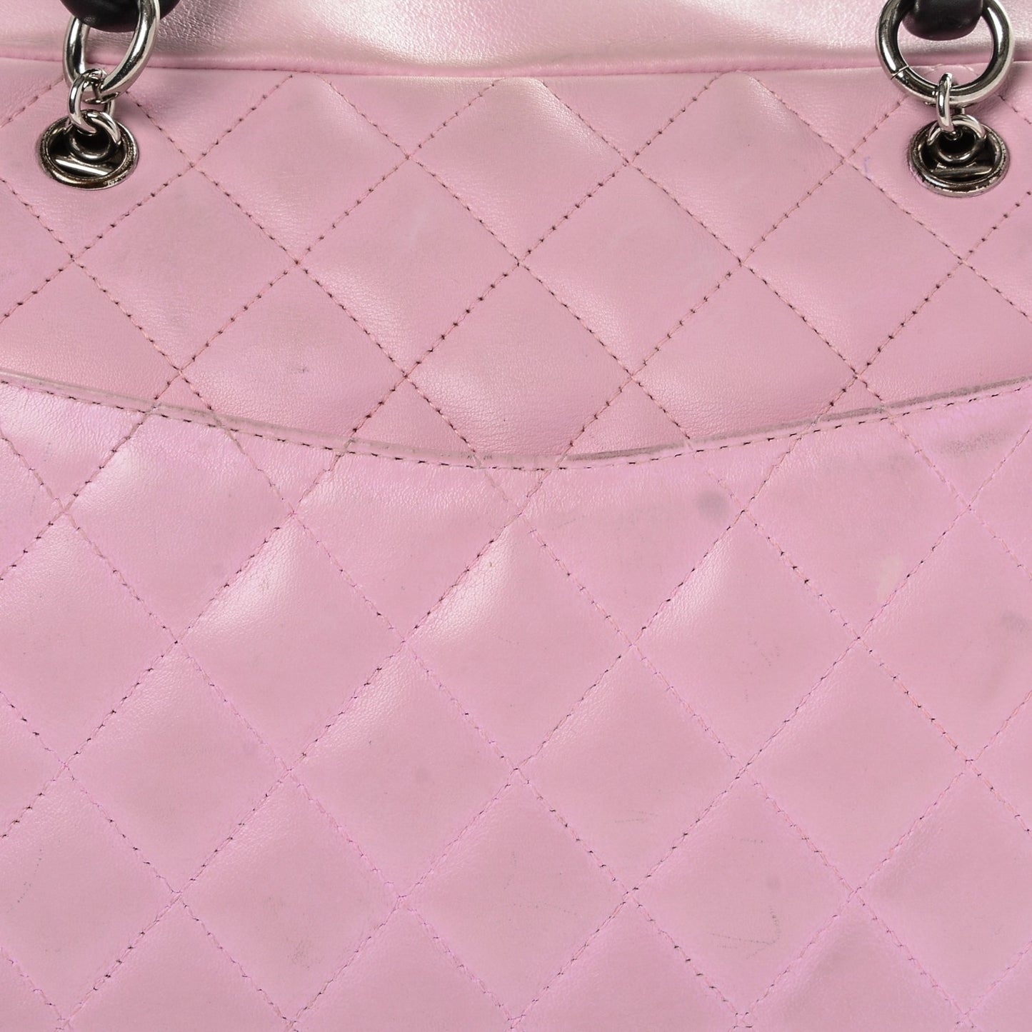 Calfskin Quilted Large Cambon Multipocket Reporter Pink Black