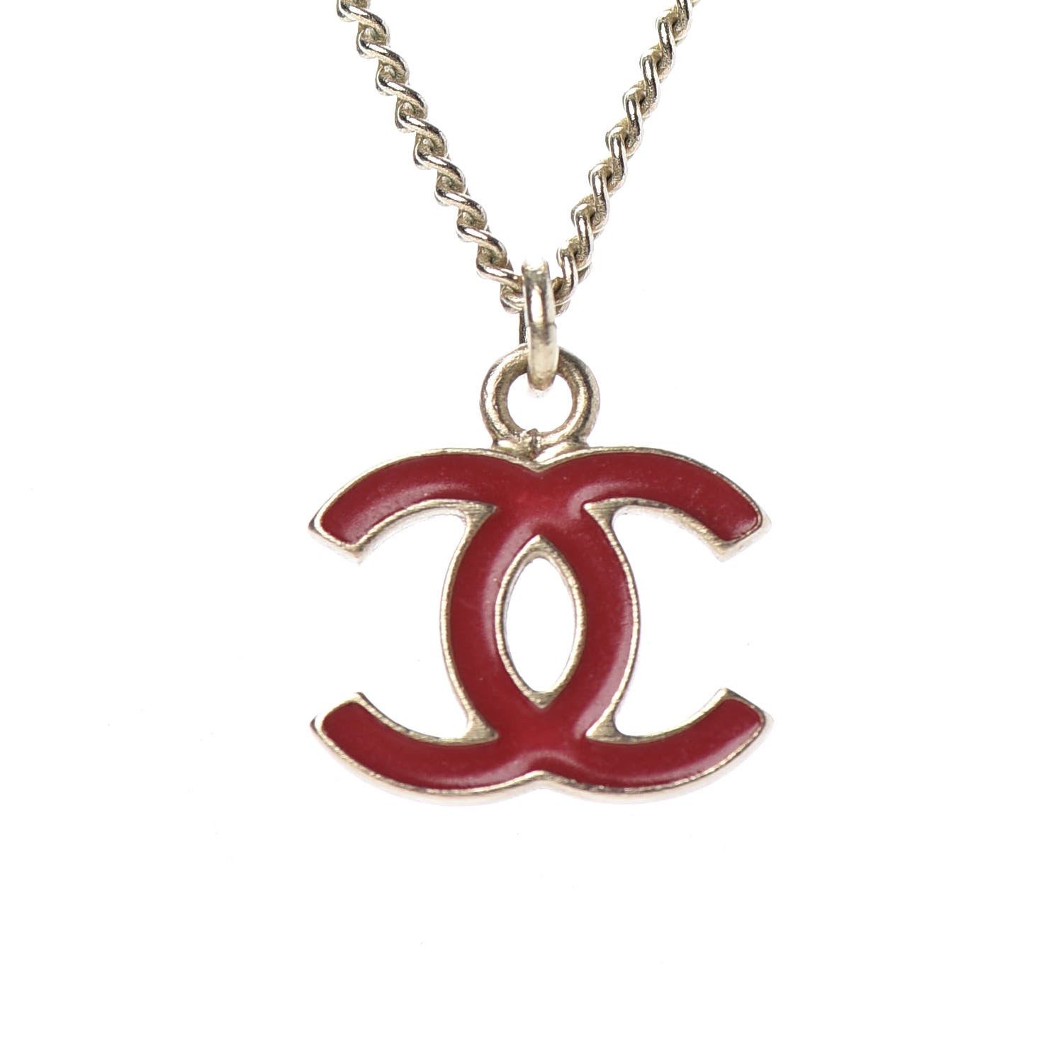 Chanel Enamel CC Necklace Gold Red 4 of 5