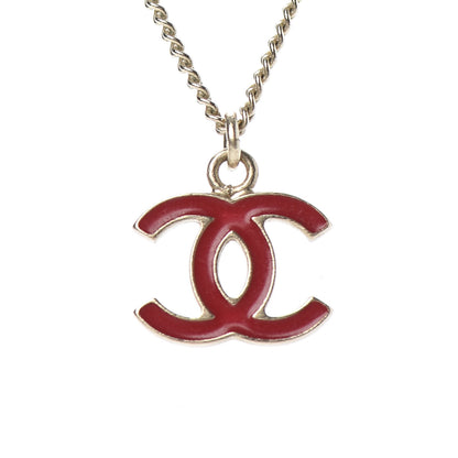 Chanel Enamel CC Necklace Gold Red 4 of 5