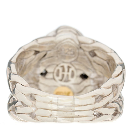John Hardy Sterling Silver 18K Yellow Gold Diamond Classic Chain Diagonal Square Ring 50 5.5 3 of 5