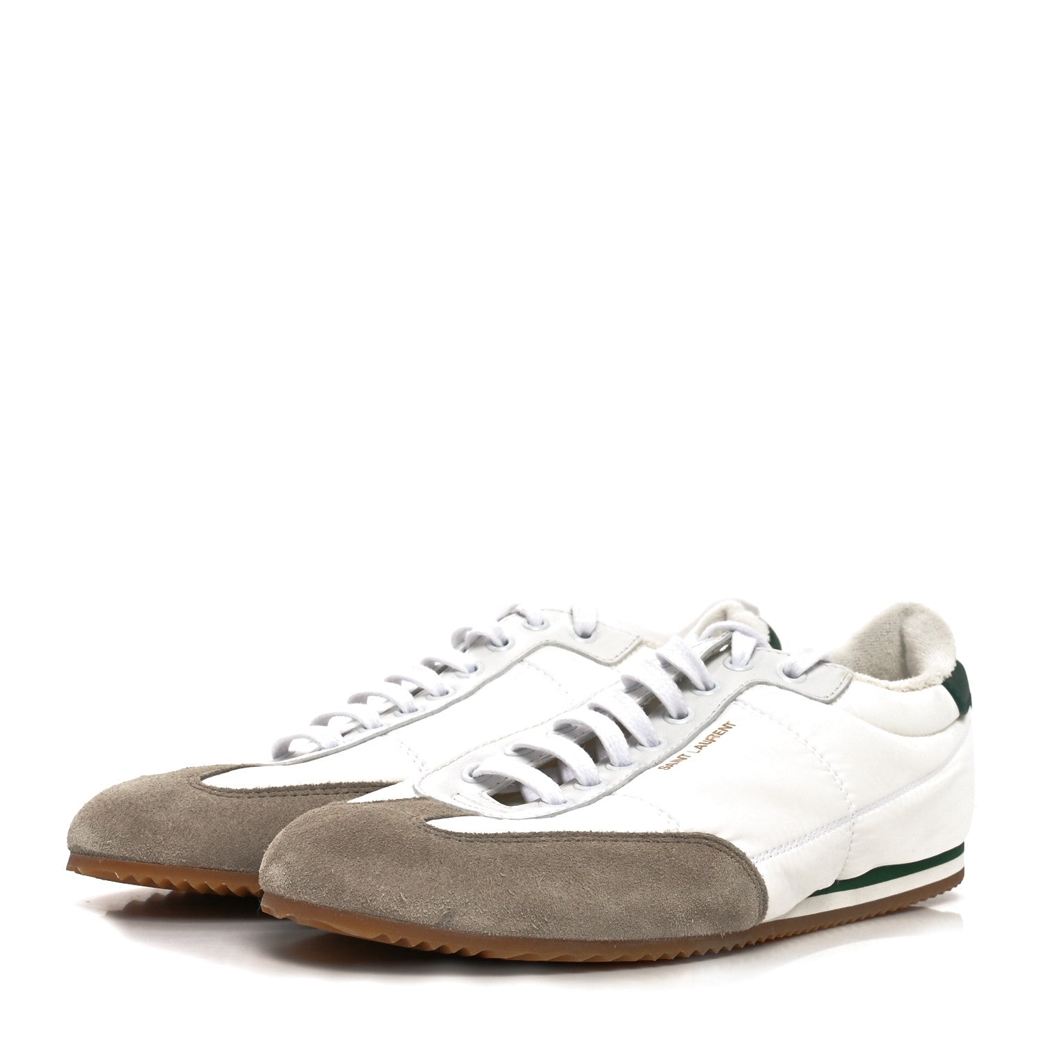 Saint Laurent Suede Nylon Aston Sneakers 40 White Green 4 of 8