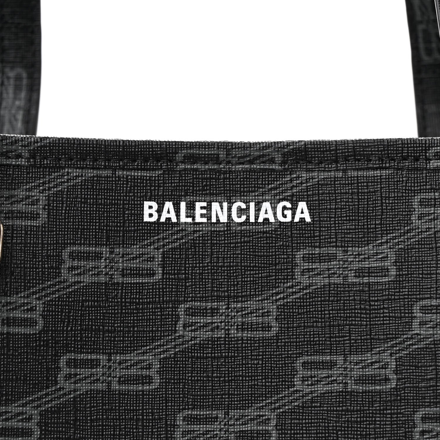 Balenciaga Coated Canvas BB Monogram Medium Signature East West Shopper Bag Black Grey 9 of 11