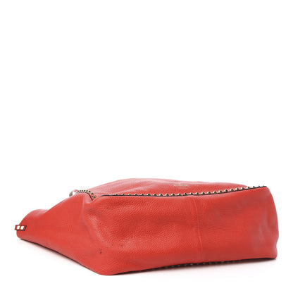Valentino Garavani Calfskin Medium Rockstud Reversible Tote Brown Red 6 of 13